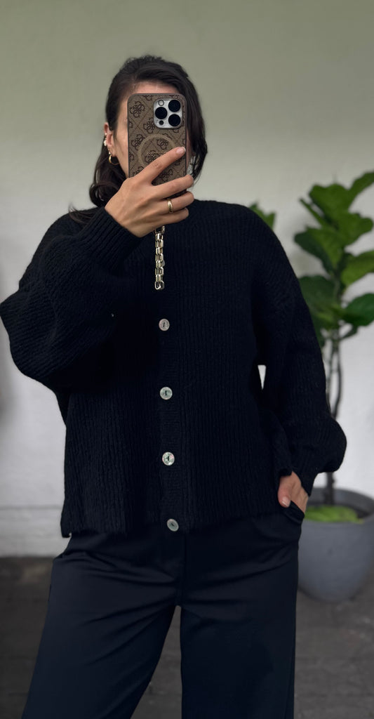 Long-Midarm Cardigan schwarz