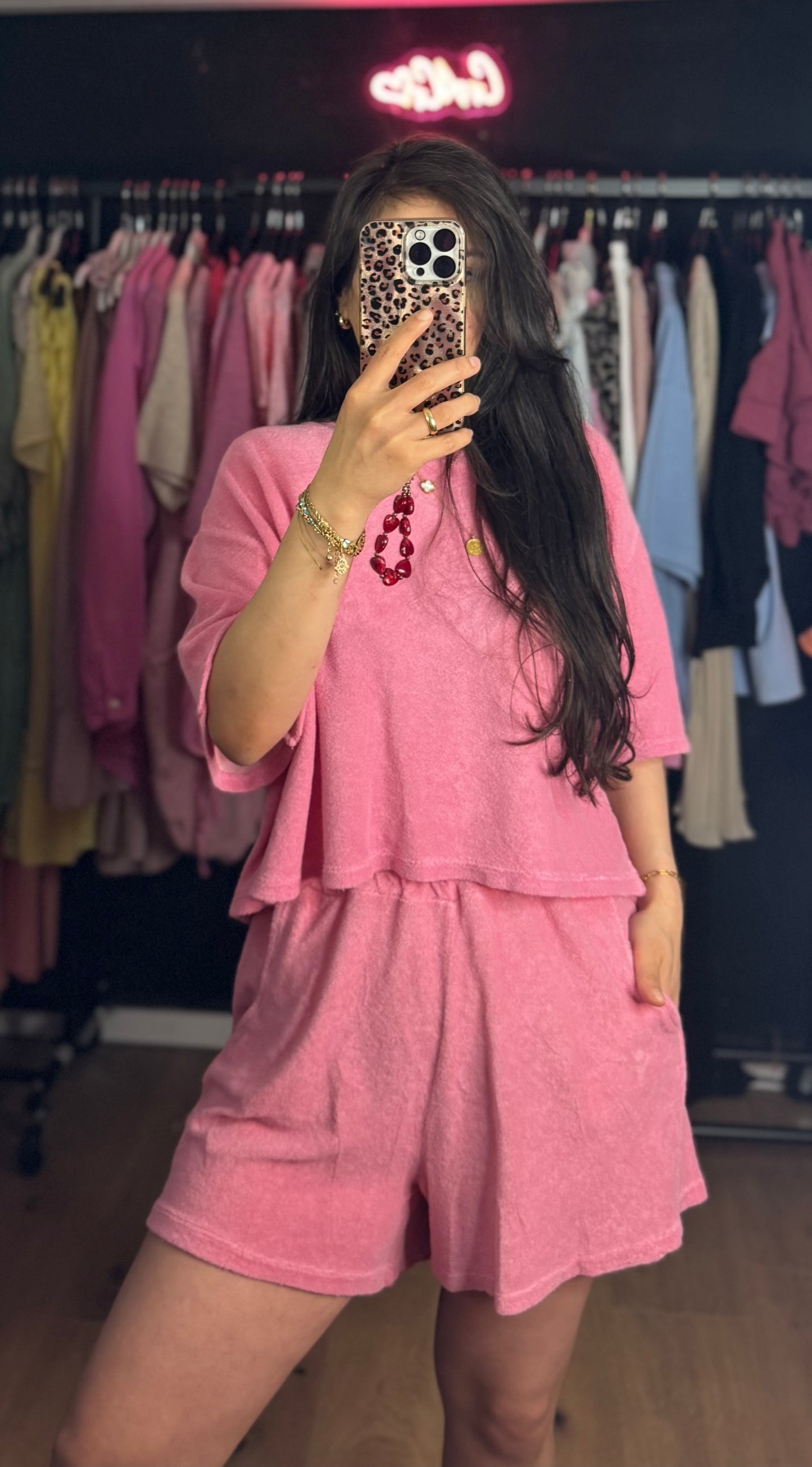 Baumwoll-Frottee Set pink