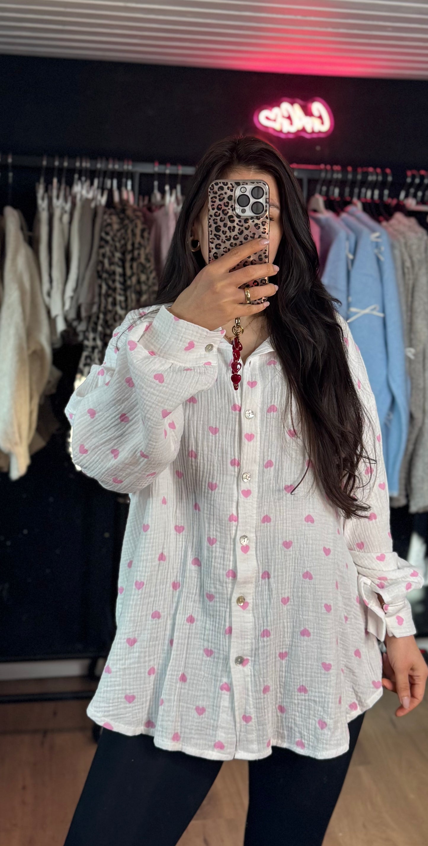 Musselinhemd Herz weiß