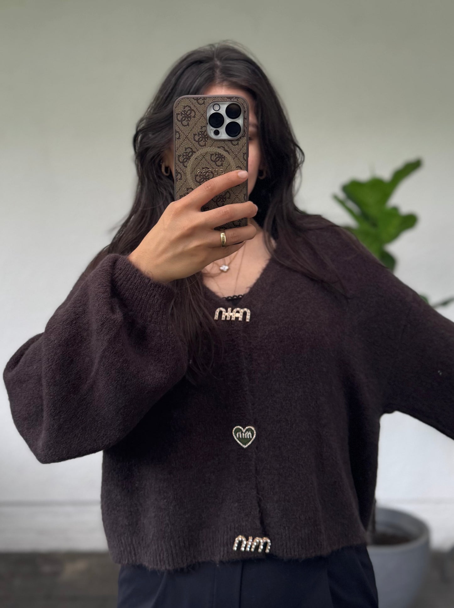 Minmin Cardigan dunkelbraun