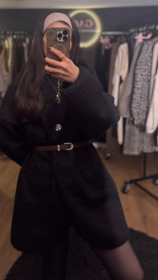 Teddy Coat black inkl. Gürtel