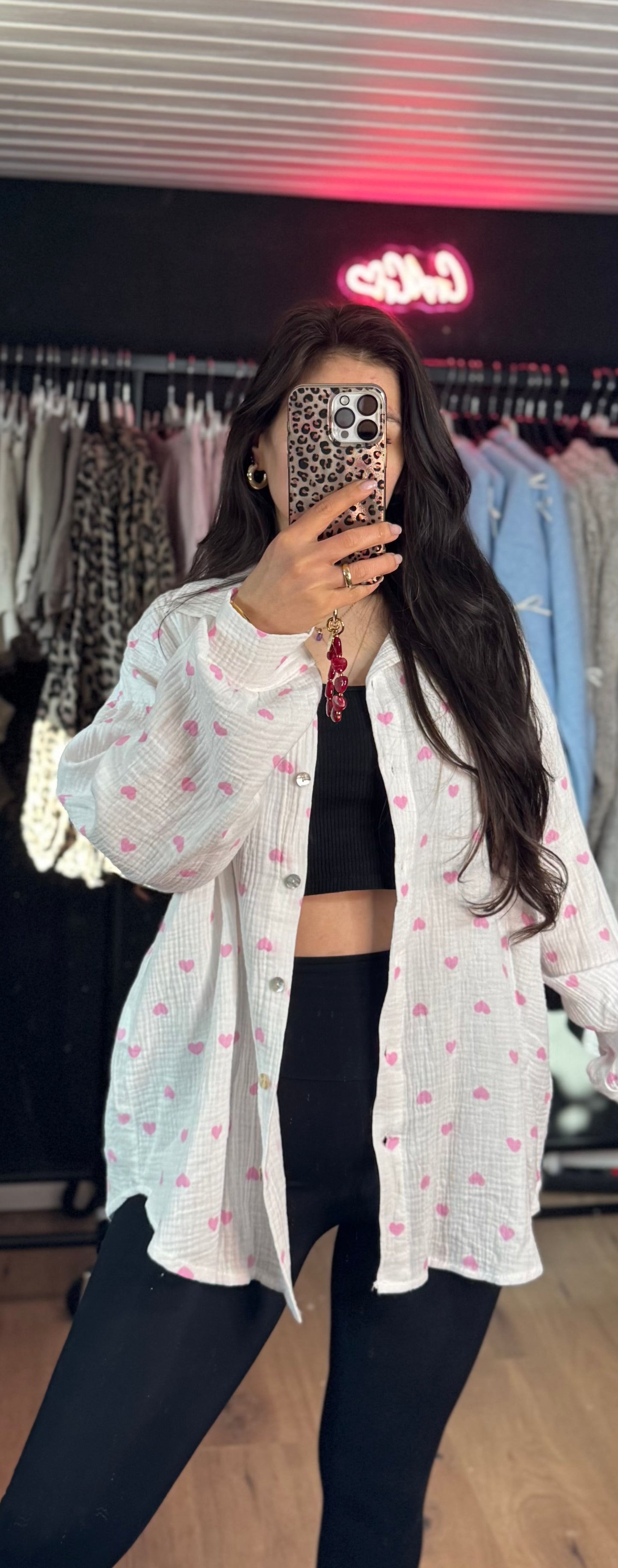 Musselinhemd Herz weiß