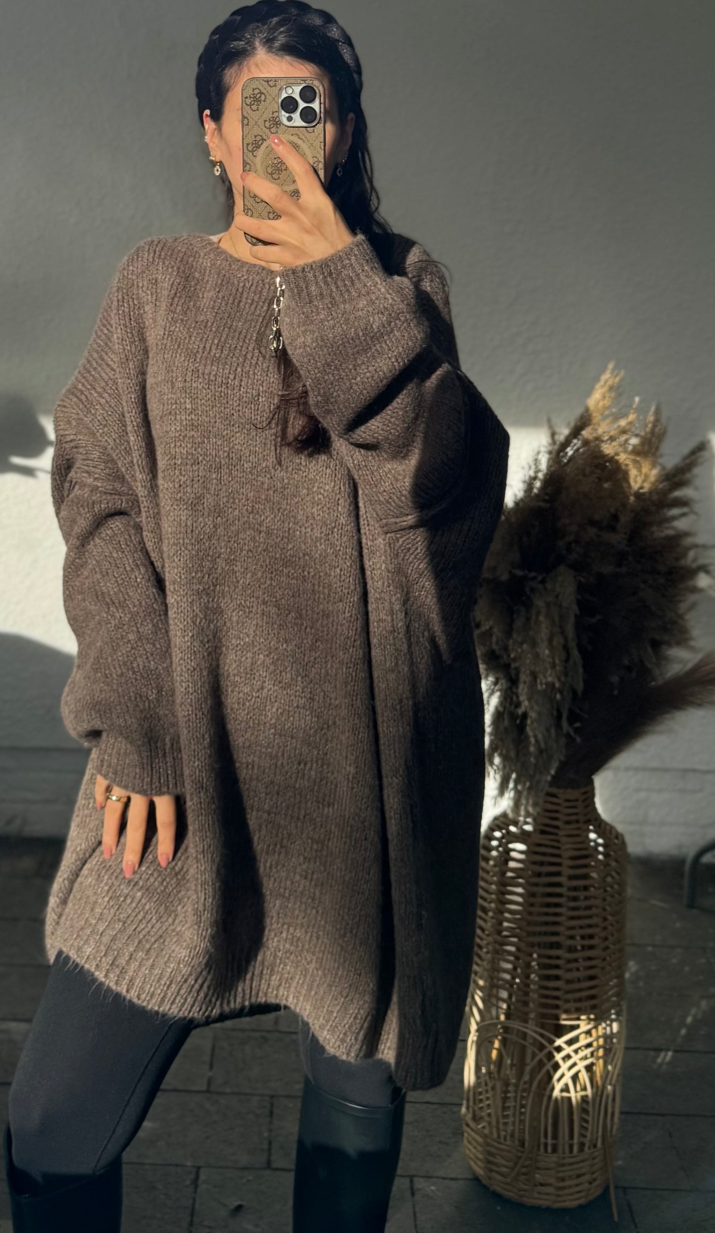 Oversized Pullovers/ Strick Kleid Teddy