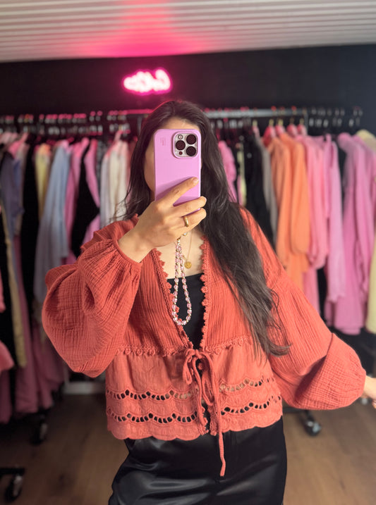 Häkel Musselinbluse Rost