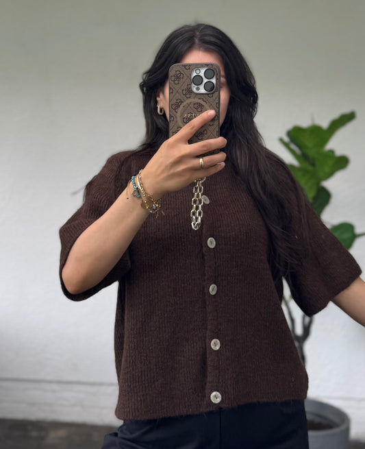 Midarm Cardigan dunkelbraun