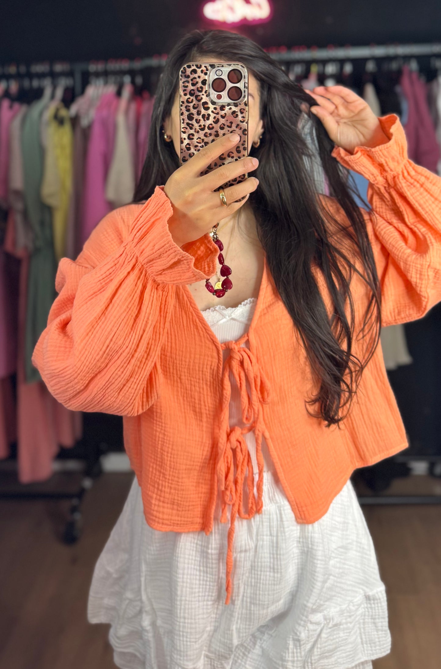 Musselin schleifen crop Orange