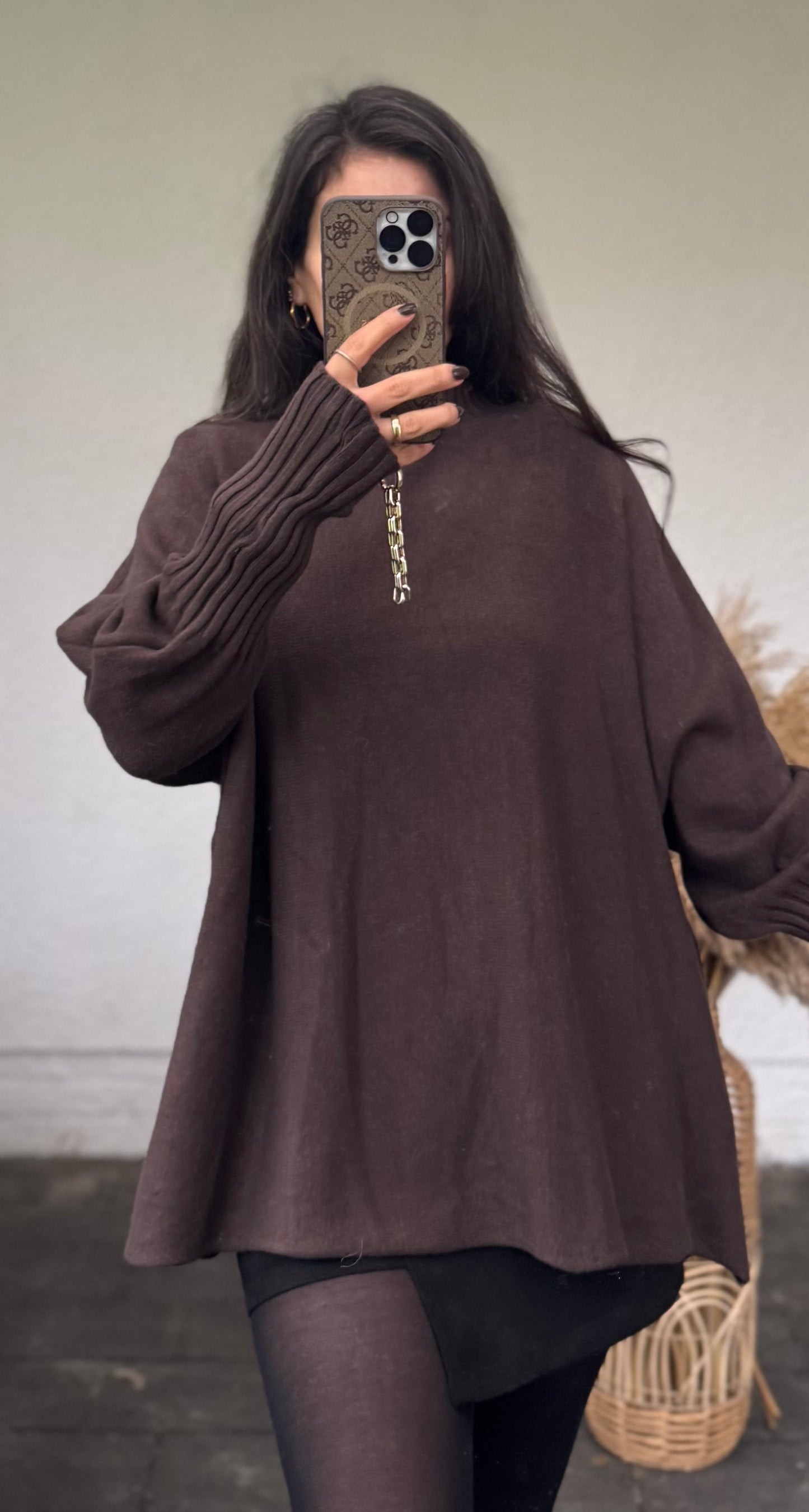 Basic bouncy Pullover dunkelbraun