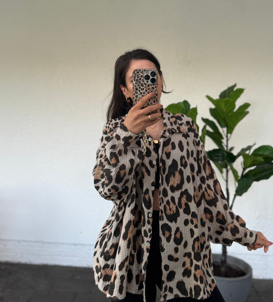 Musselin Leo Bluse große Muster