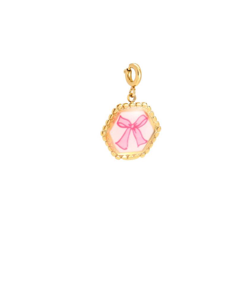 Charm Schleife Pink  Gold