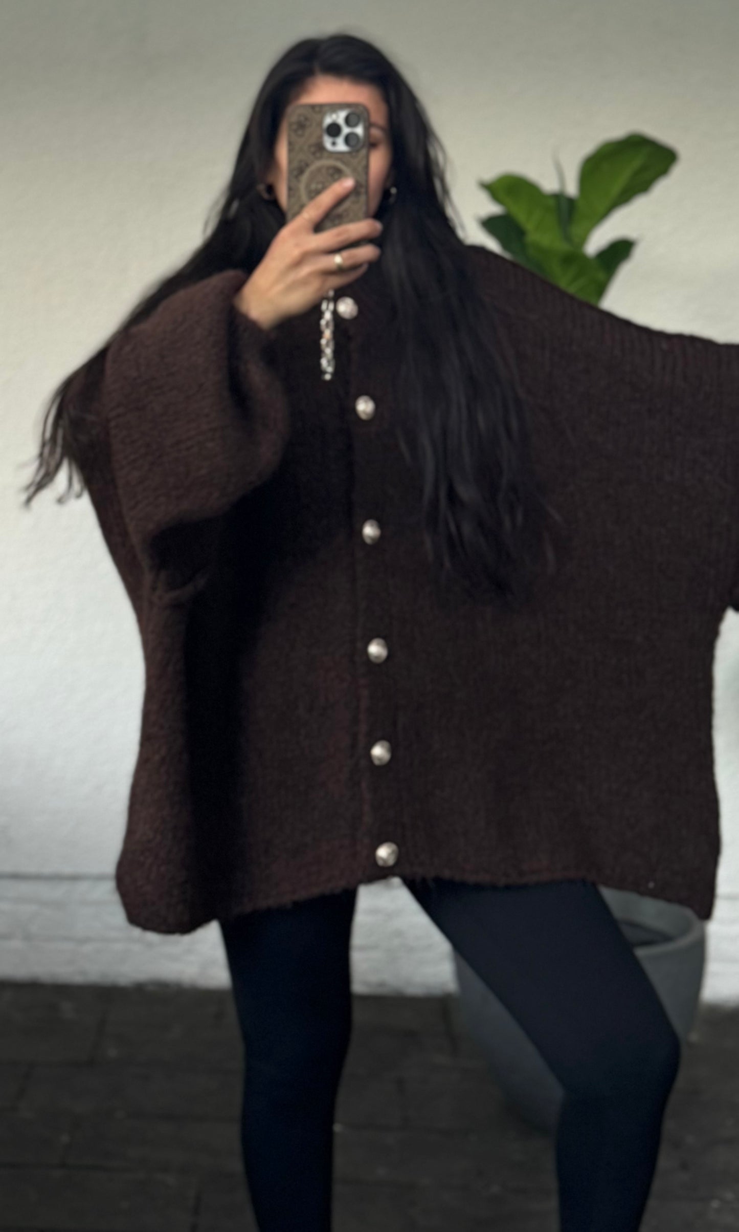 Oversized Cardigan Lelly dunkelbraun
