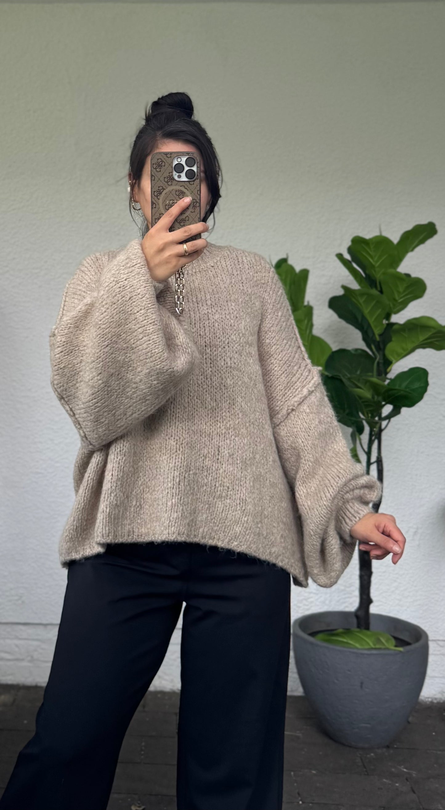 Pullover lelly kurz taupe