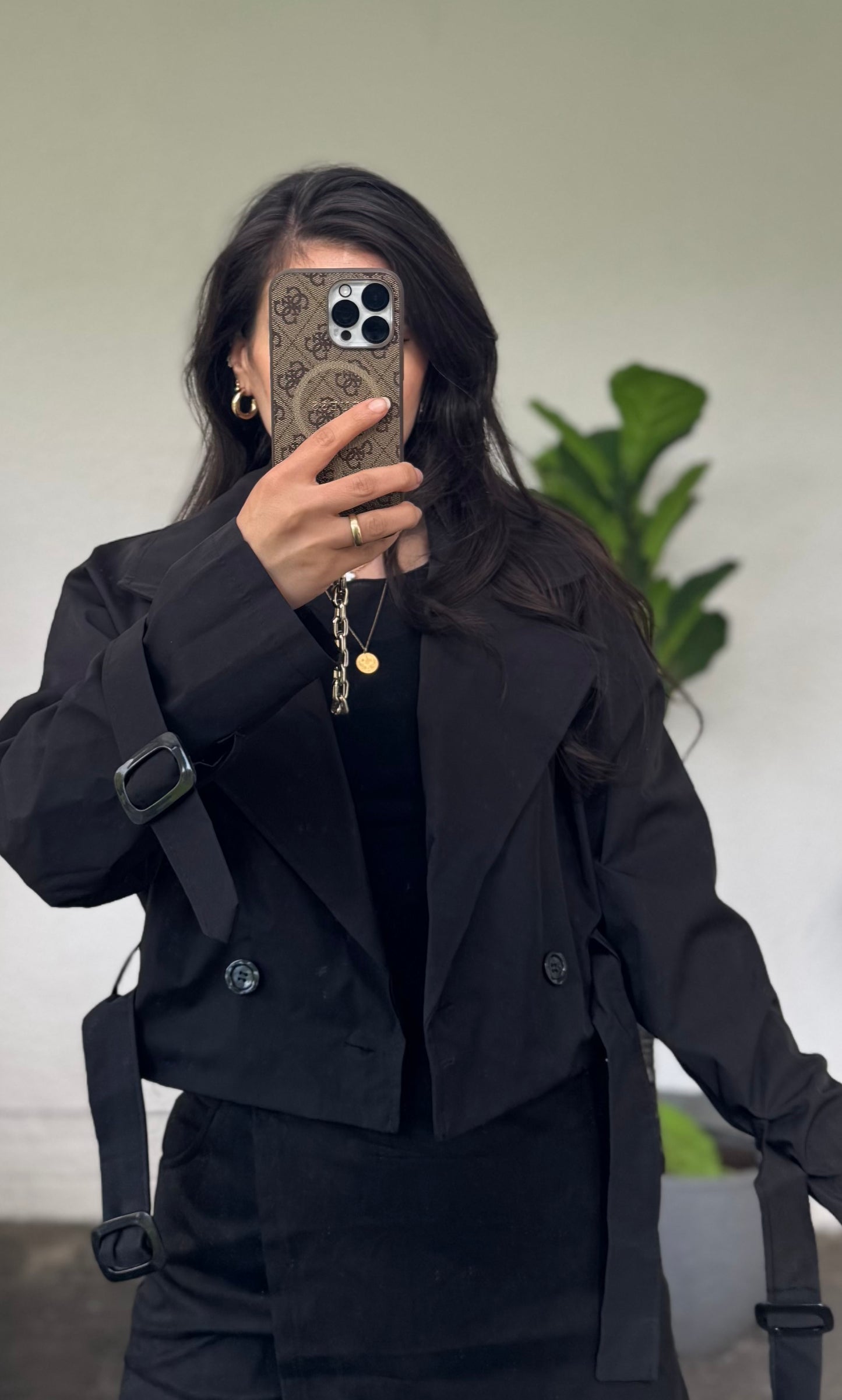 Kurzer leichter Trenchcoat schwarz