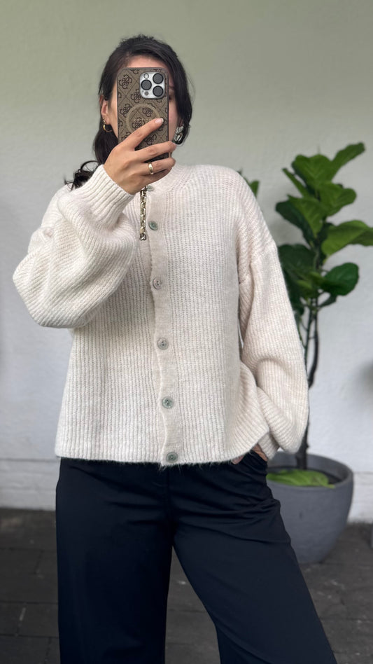 Long-Midarm Cardigan Ecru