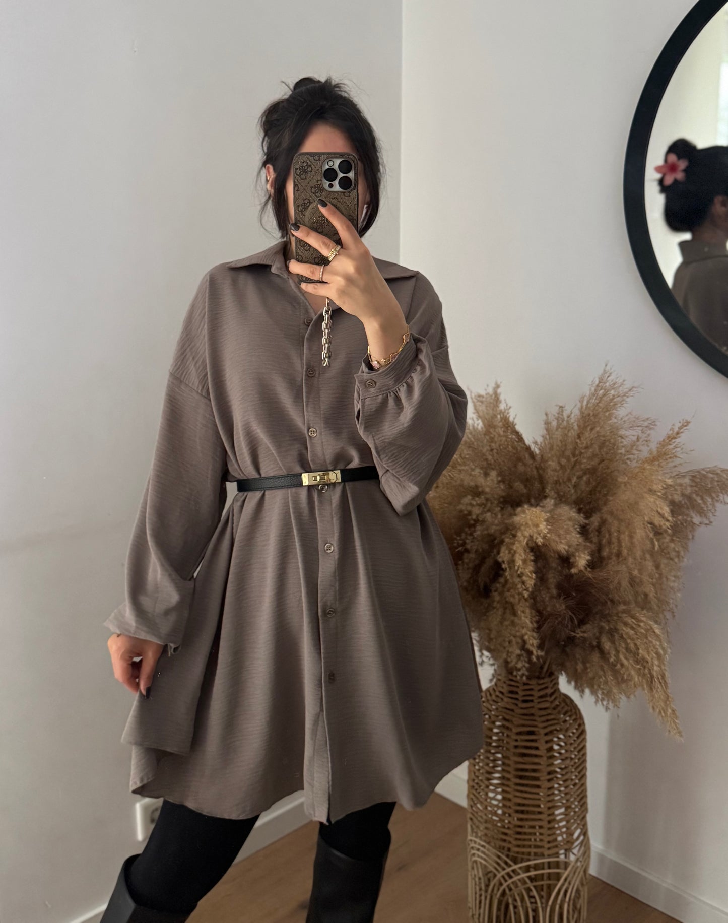 Oversized Bluse/Kleid Fee taupe
