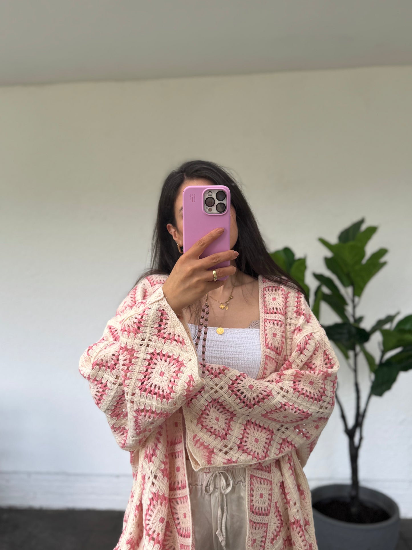 Häkel Cardigan Rosatöne