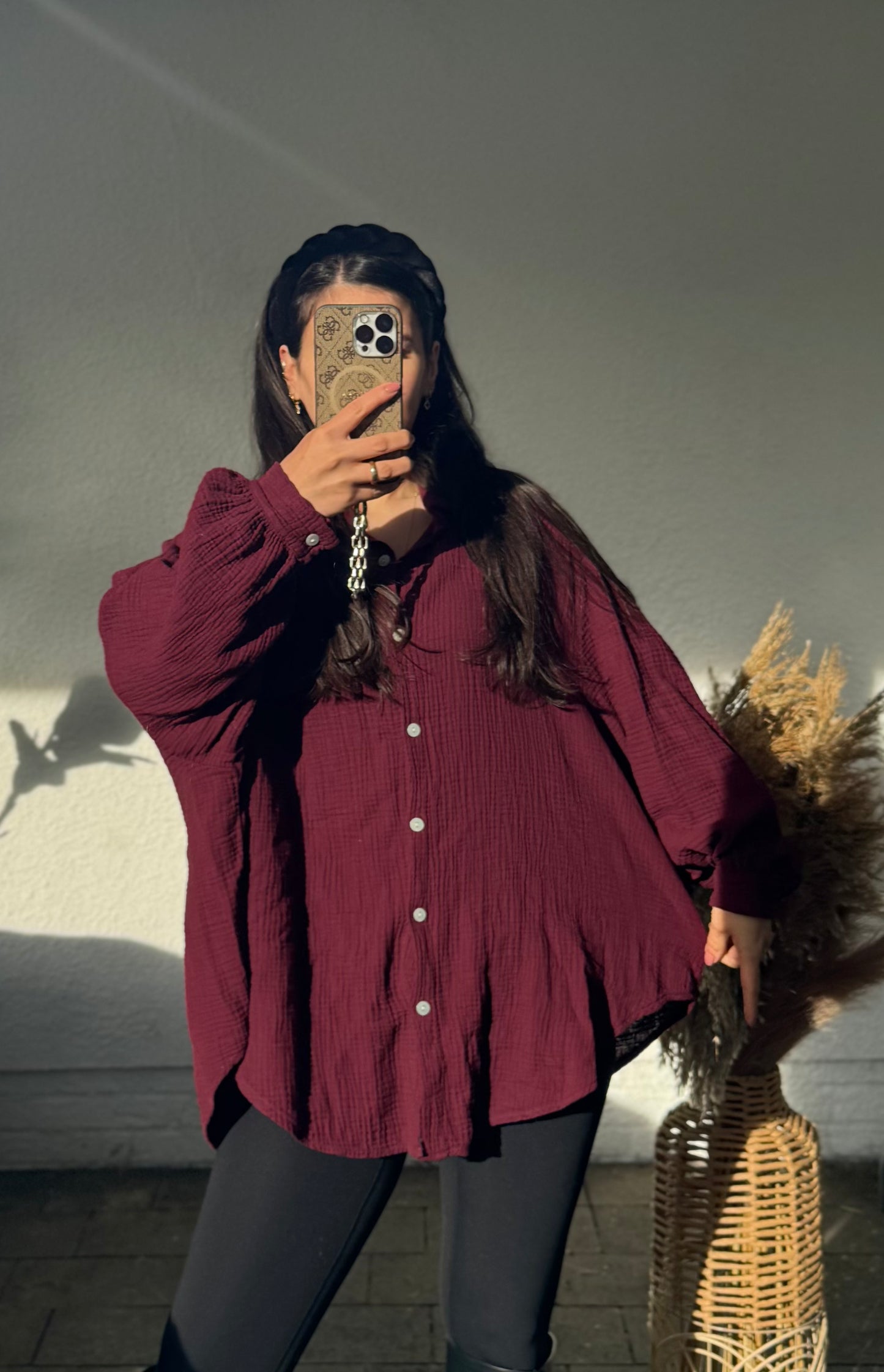 Musselin Bluse Bordeaux