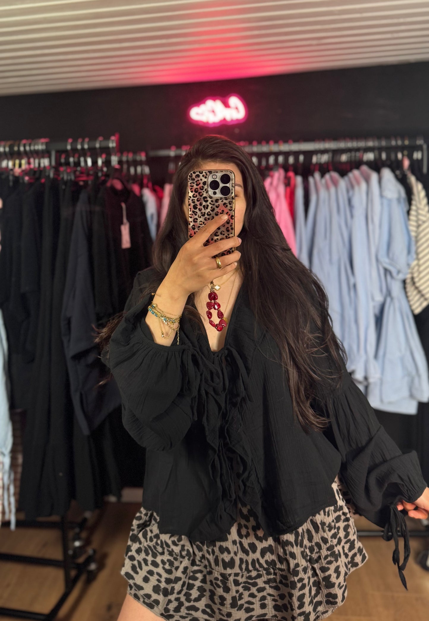 Sweet schleifen Bluse schwarz