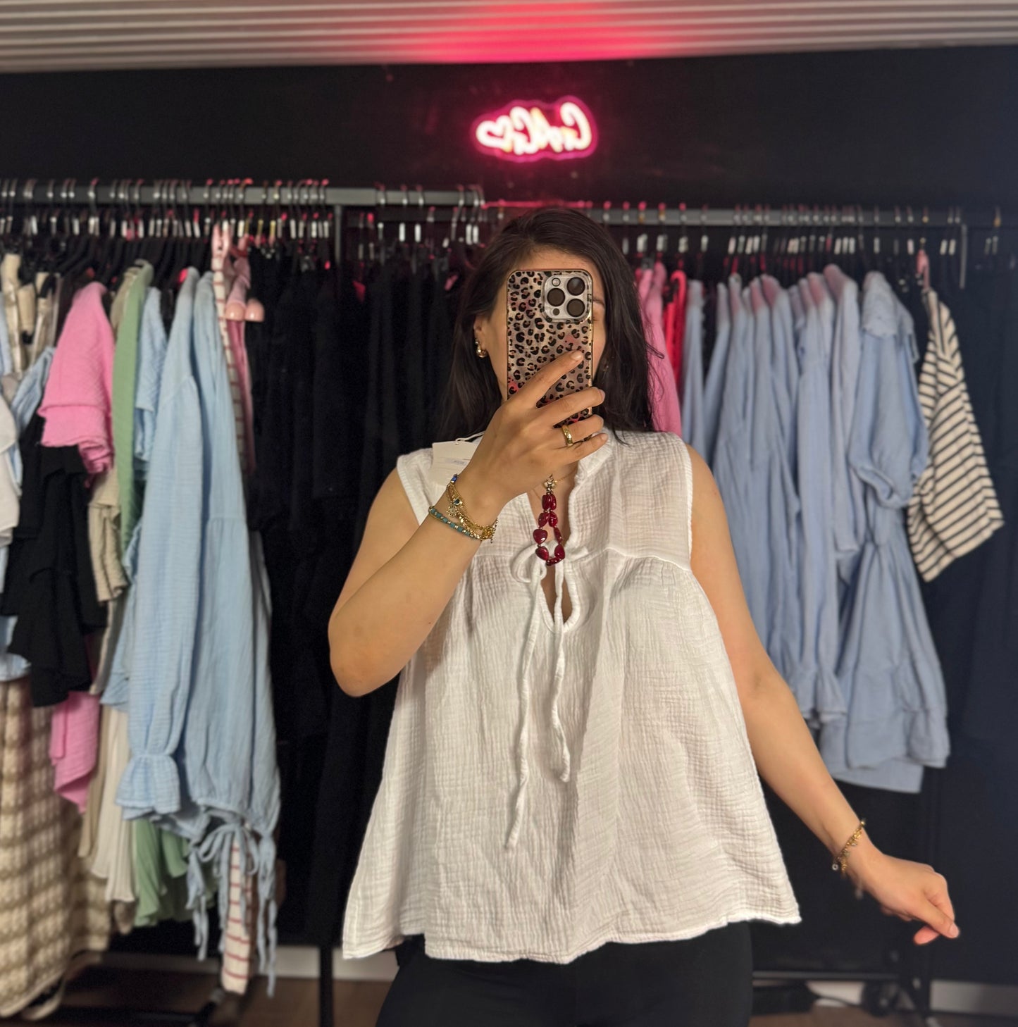 Babydoll Musselin top mit Schleife- verschiedene Farben