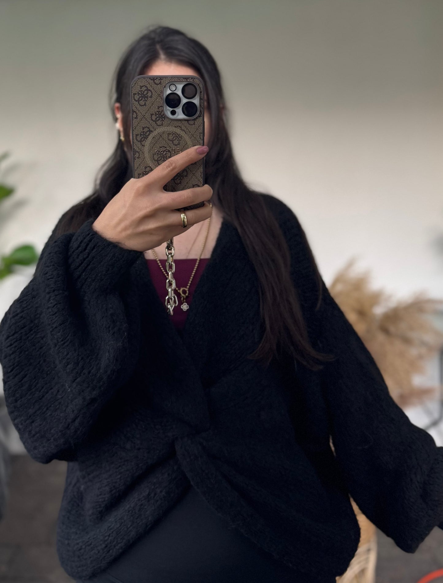 Knoten Pullover schwarz