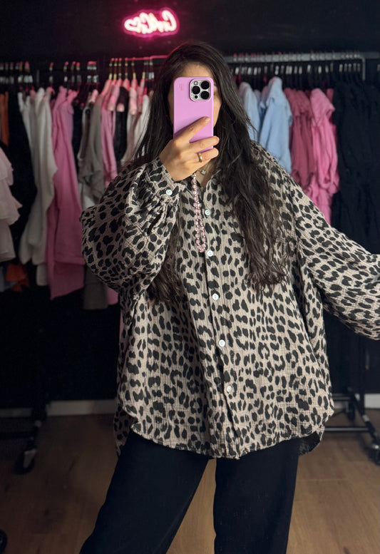 Leo Musselin Bluse taupe