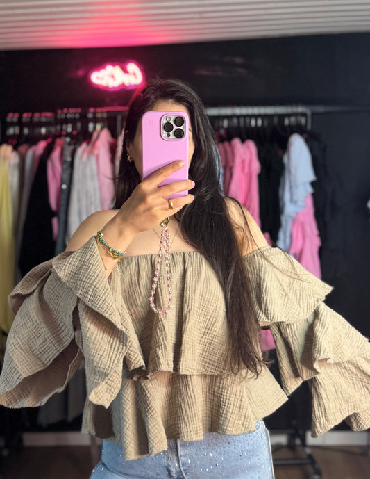 Fee Musselin Bluse taupe