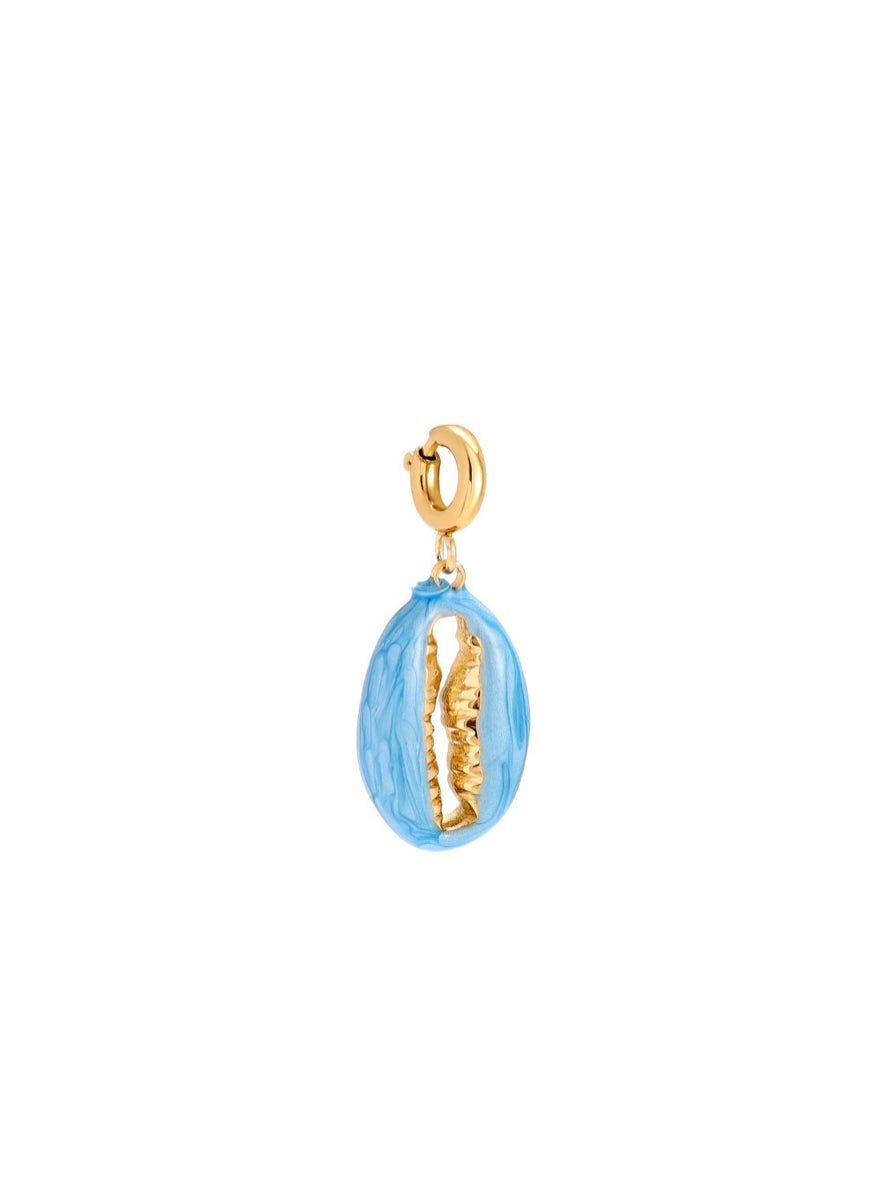 Charm Muschel blau Gold