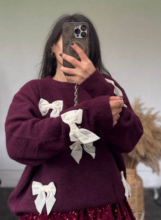 Schleifen Pullover Bordeaux