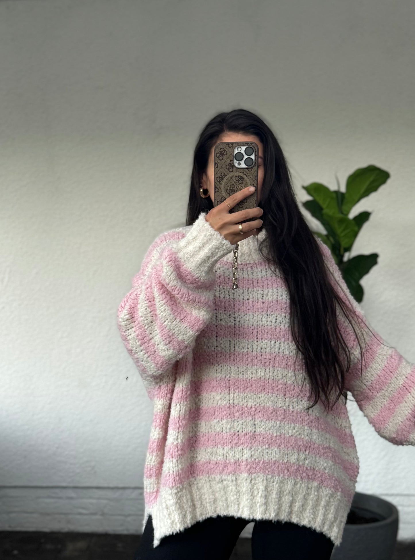 Gestreifter Boucle Pullover verschiedene Farben