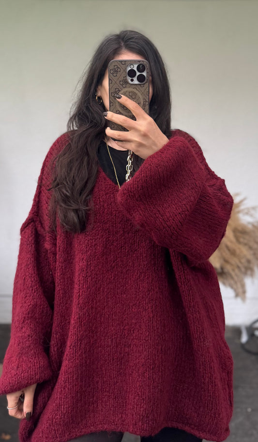 LELLY V Pullover Bordeaux