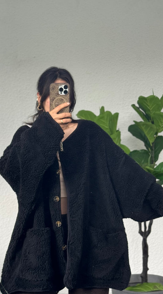 Curvy teddyjacke schwarz