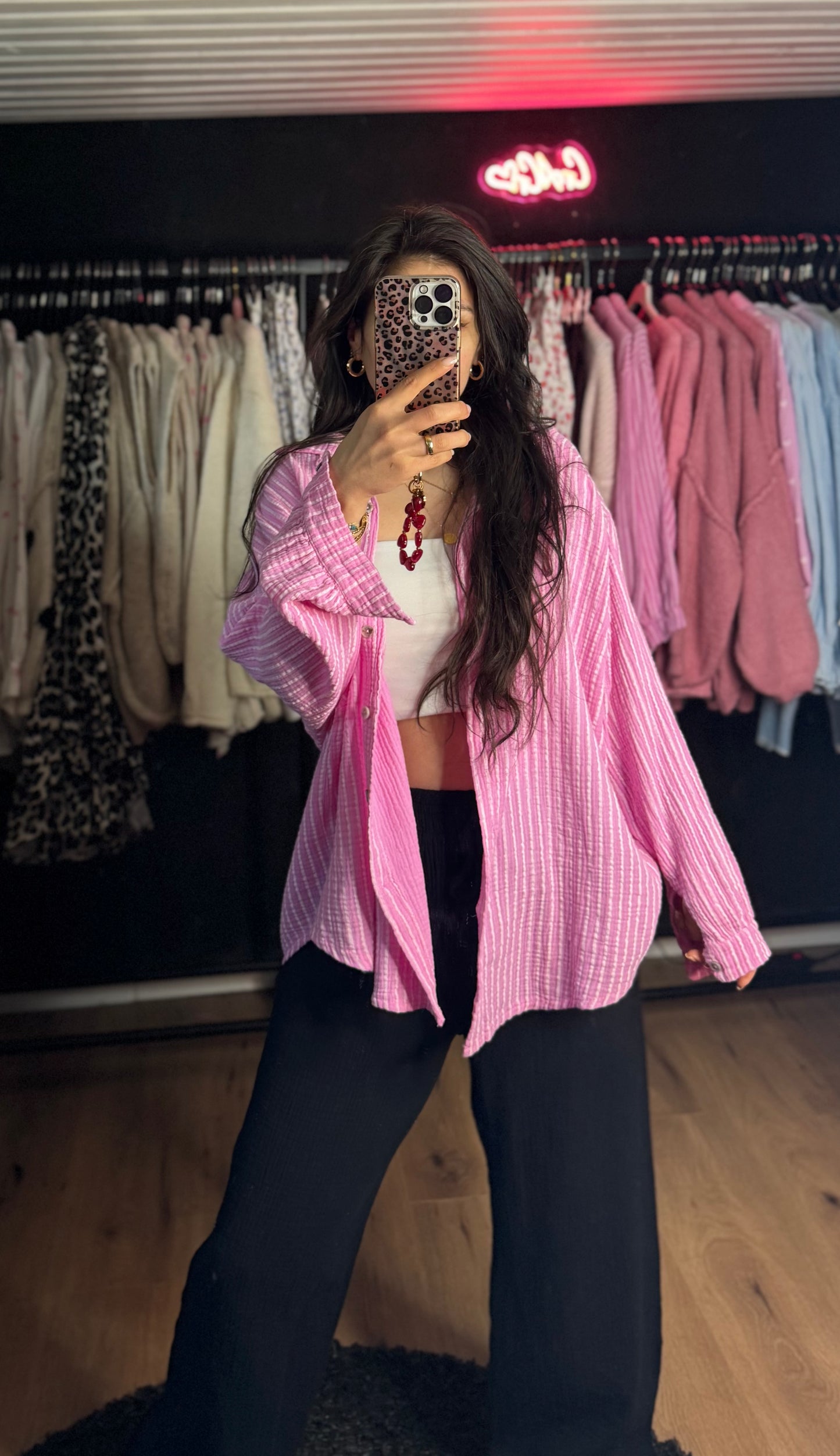 Streifen Musselin pink