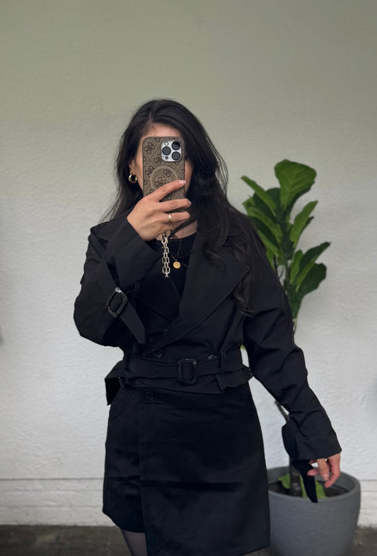 Kurzer leichter Trenchcoat schwarz