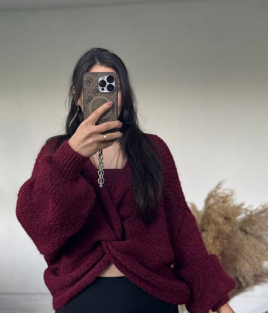 Knoten Pullover Bordeaux