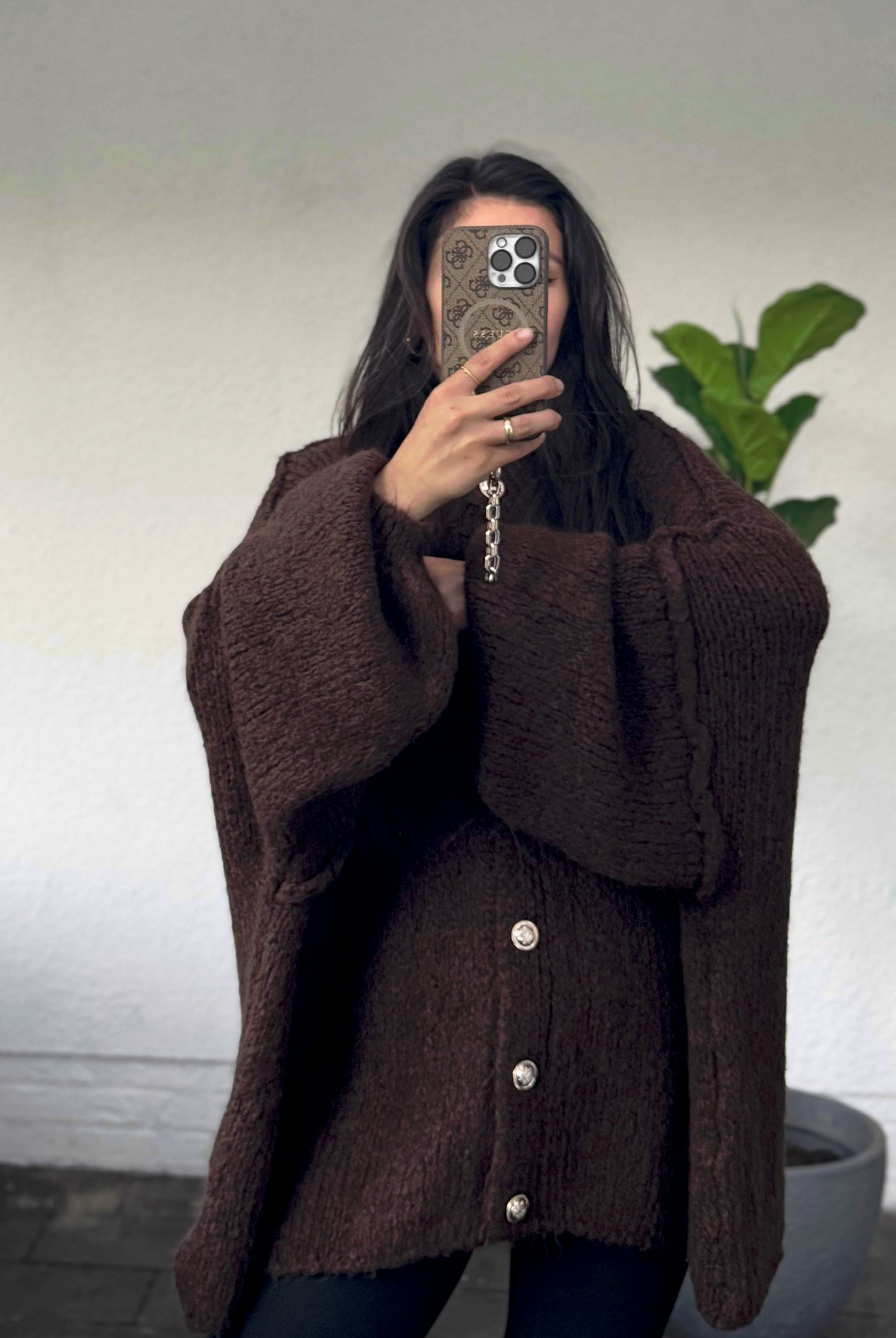 Oversized Cardigan Lelly dunkelbraun