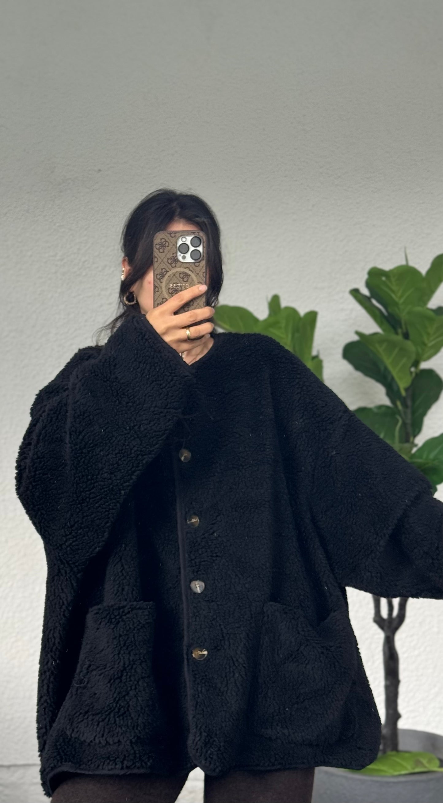 Curvy teddyjacke schwarz