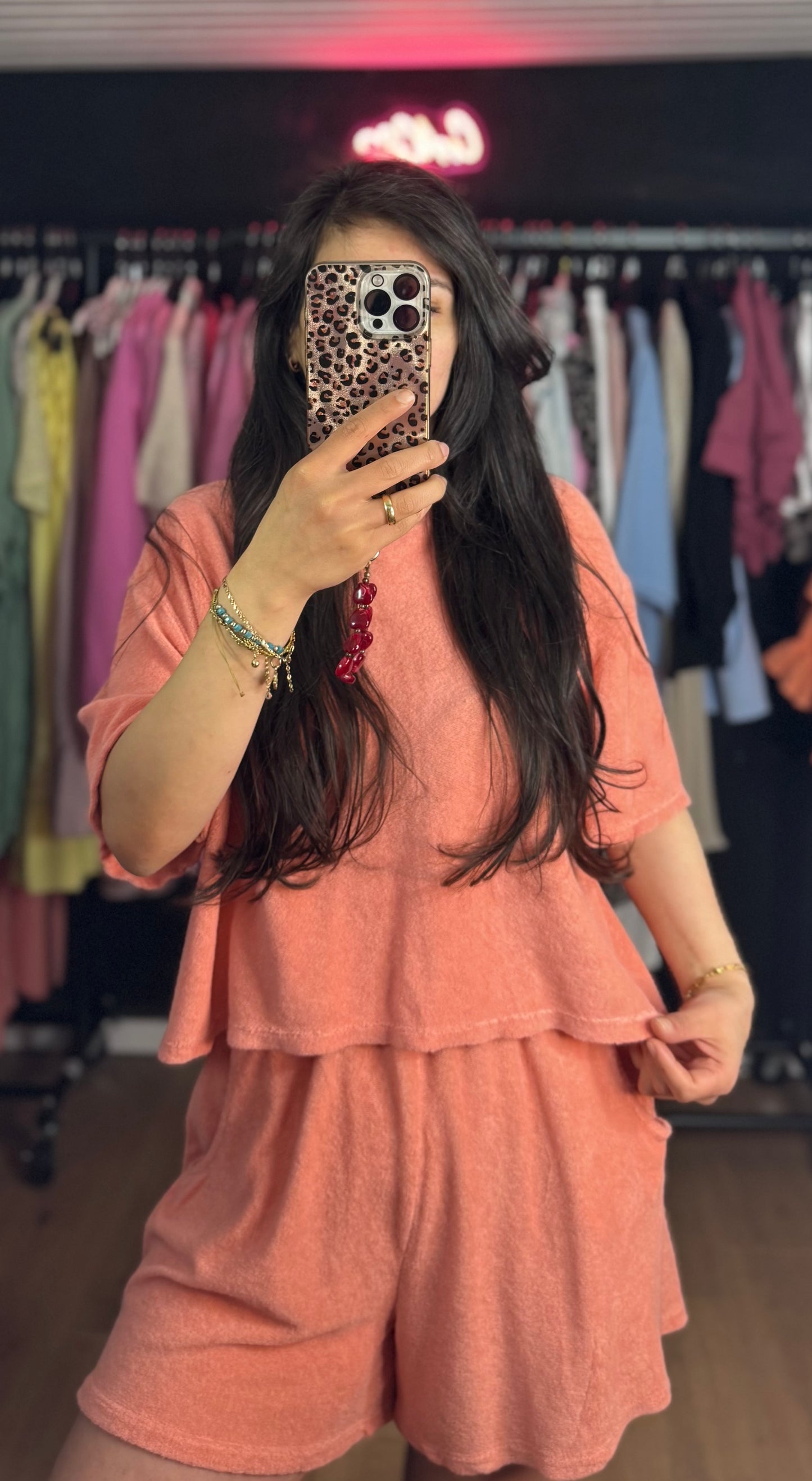 Baumwoll-Frottee Set Lachs