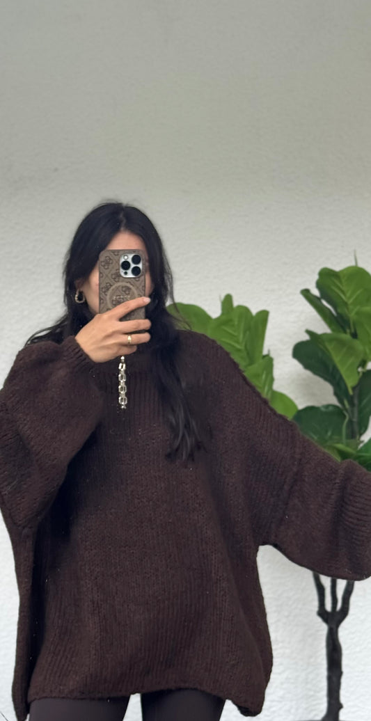 Curvy Lelly Pullover dunkelbraun