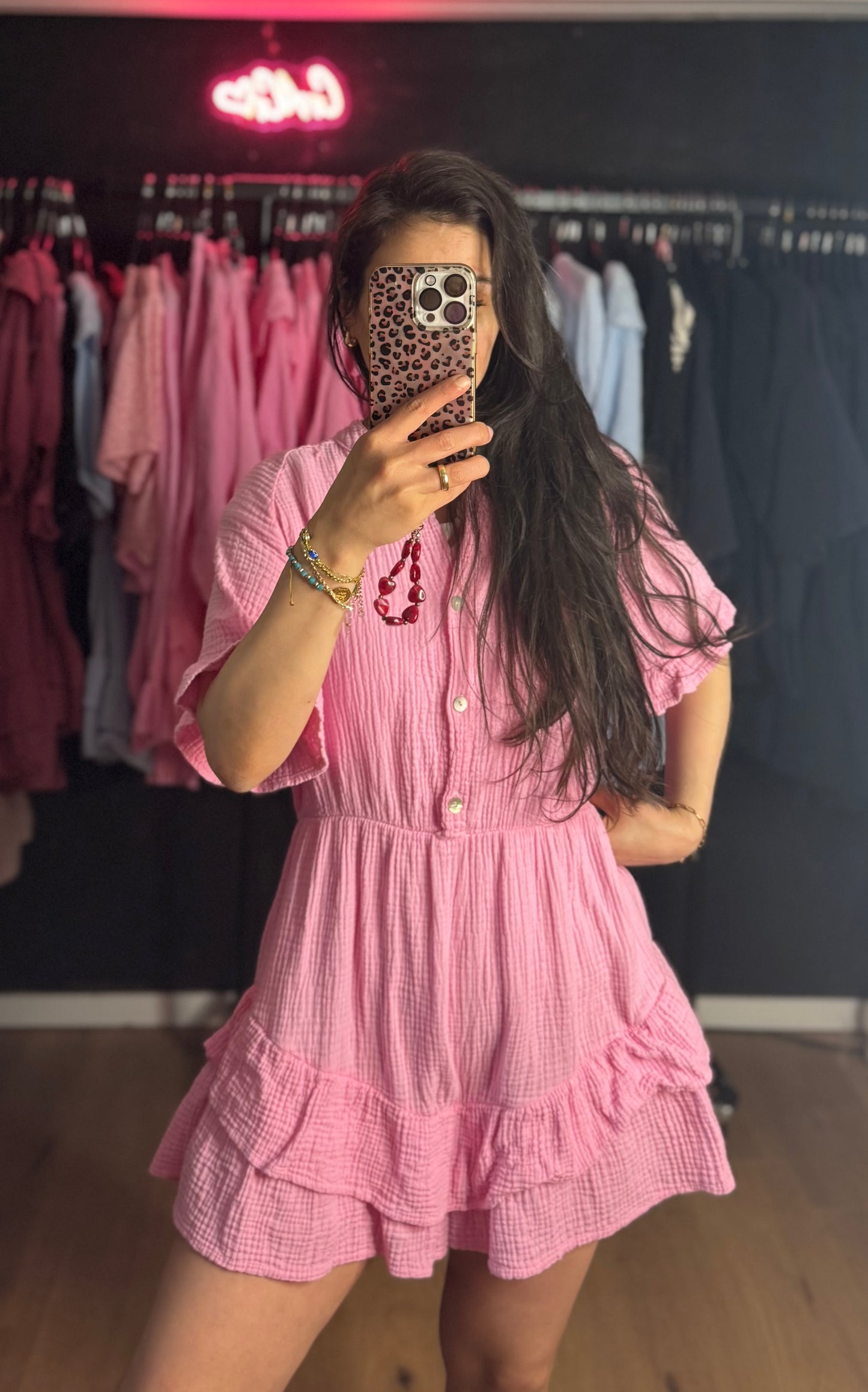 Musselin Playsuit mit Rüschiärmel