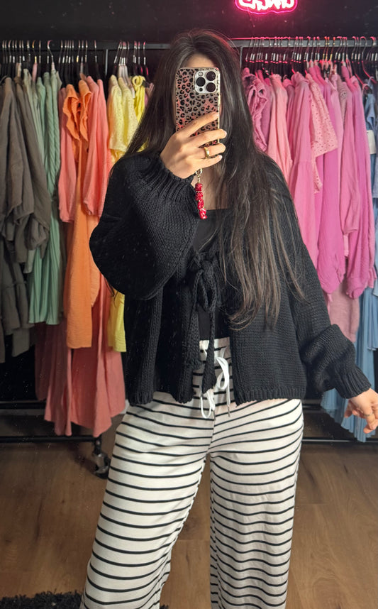 Leichte gestreifte Hose weiß/schwarz