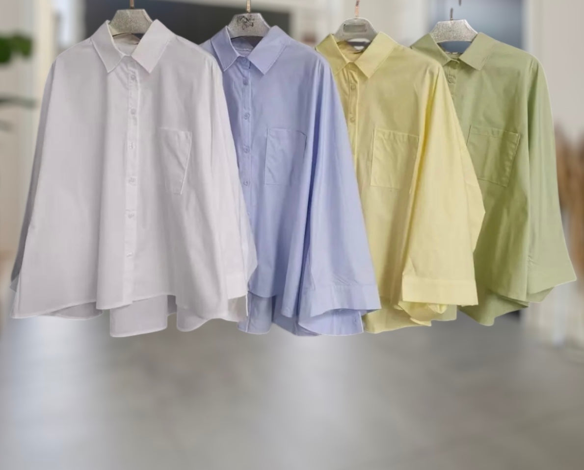 Baumwoll Bluse babydoll geschnitten verschiedene Farben