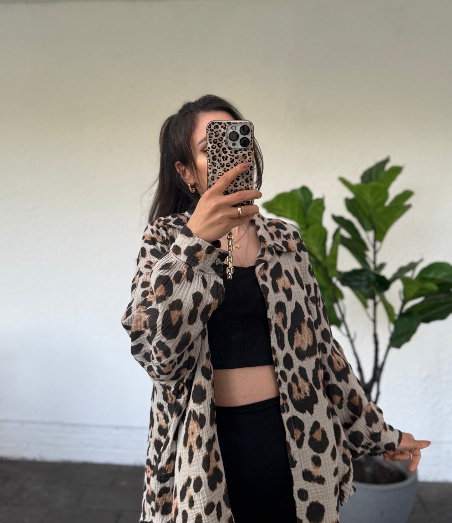 Musselin Leo Bluse große Muster