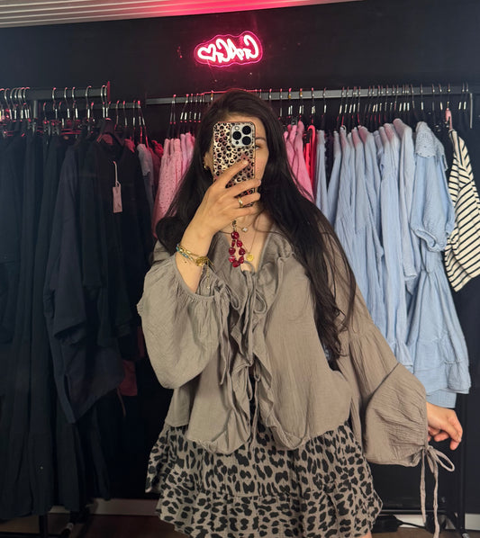 Sweet schleifen Bluse taupe