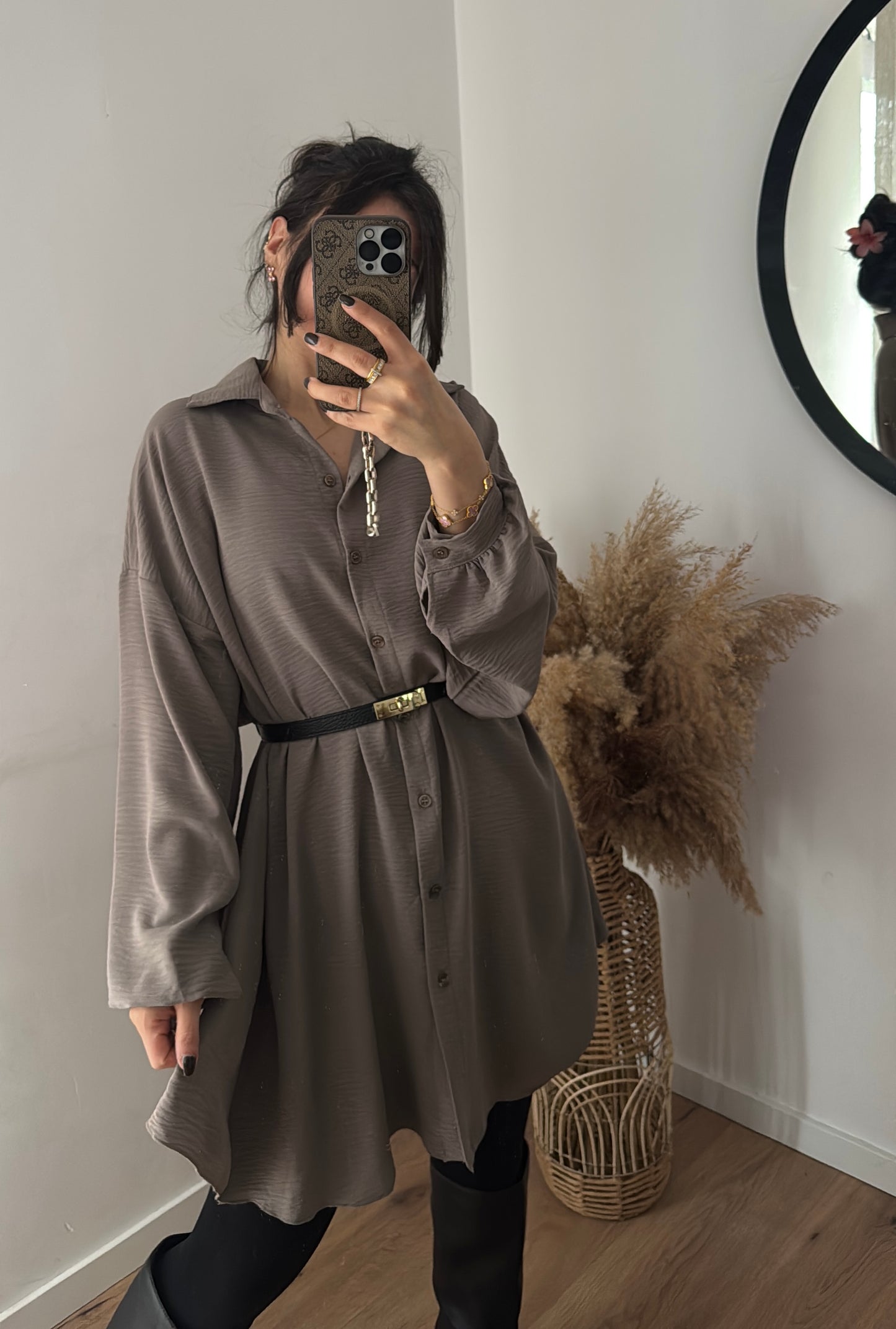 Oversized Bluse/Kleid Fee taupe