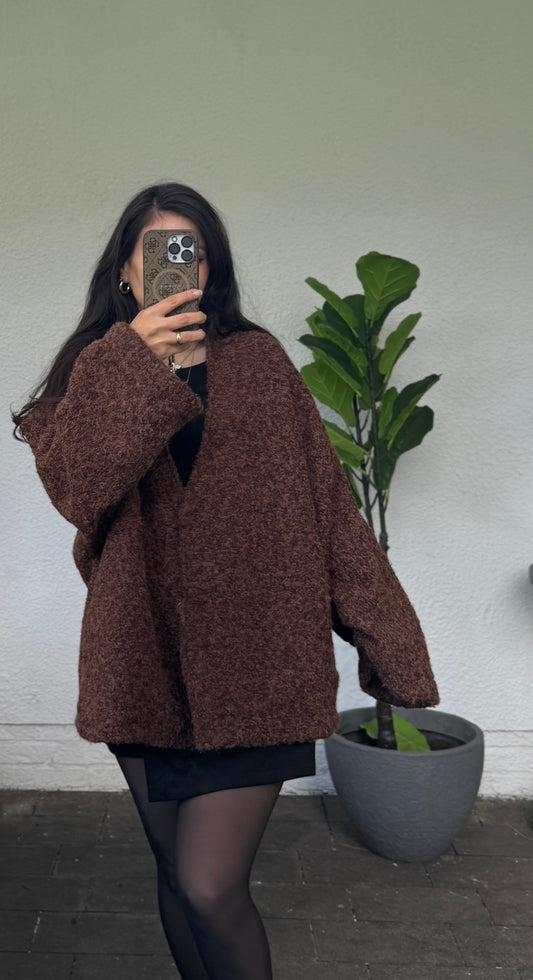 Teddy Filz Jacke braun