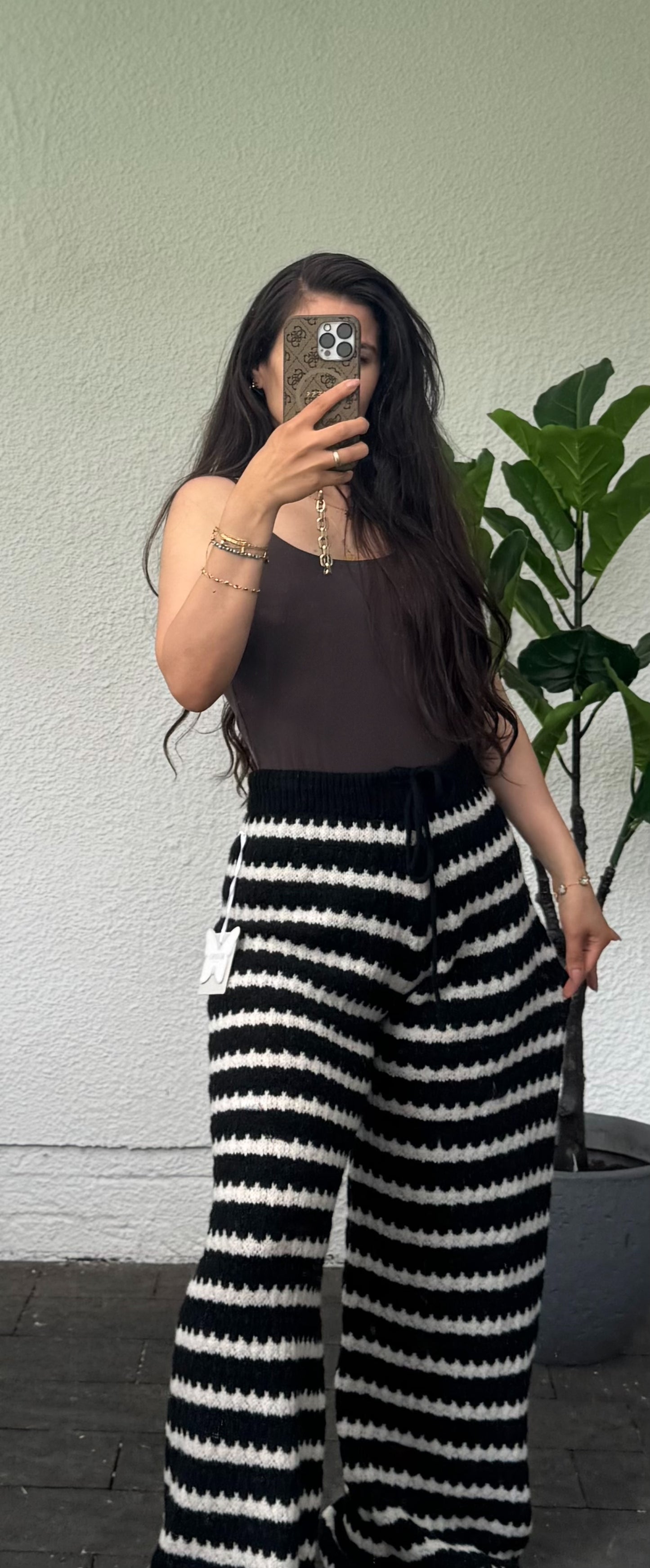 Gestreifte Häkel Hose versch Farben