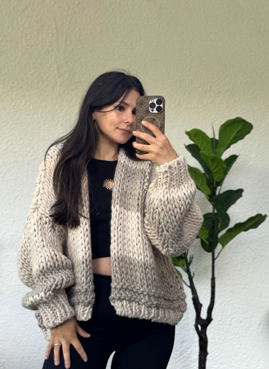 Cozy Cardigan gestreift beige