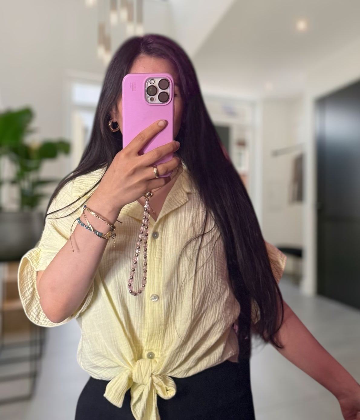 Musselin kurzarm Bluse mit knoten verschiedene Farben