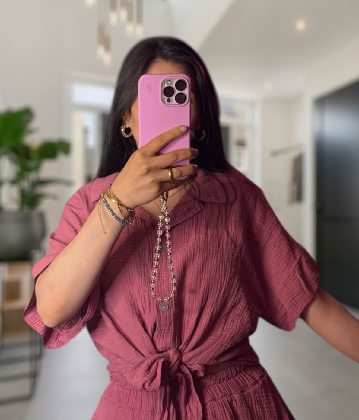 Musselin kurzarm Bluse mit knoten verschiedene Farben