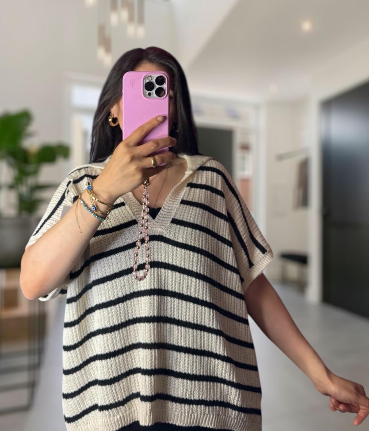 Sommer Kurzarm Häkel Shirt V-Schnitt