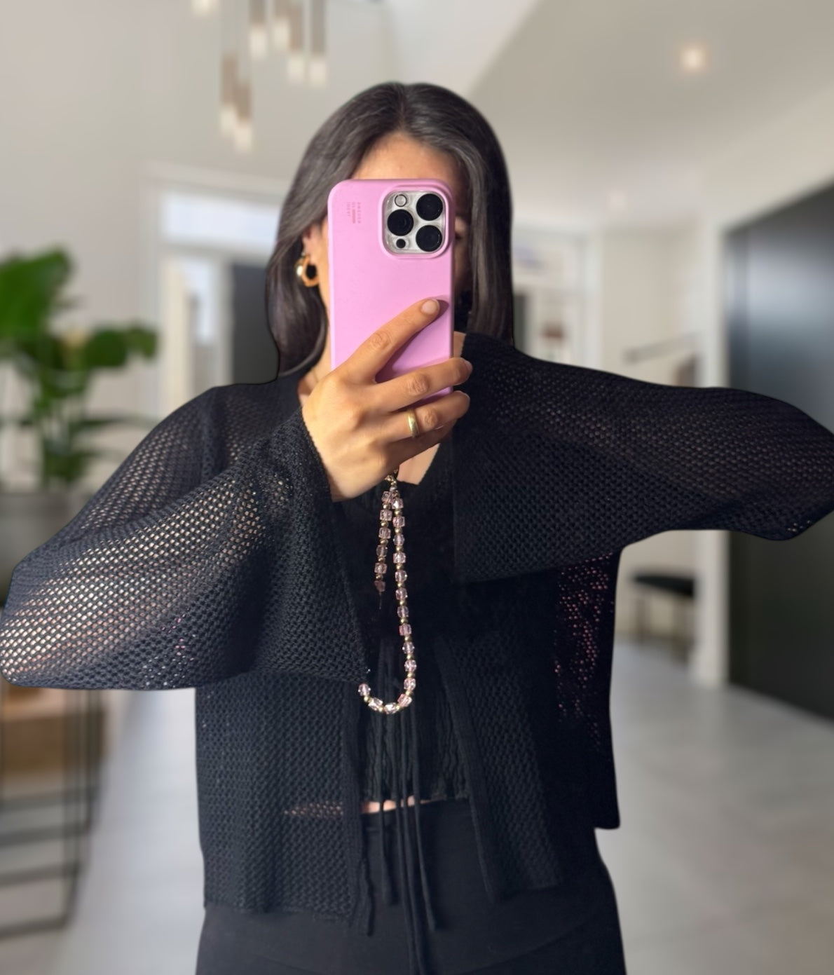 Leichter Häkel Cardigan schwarz